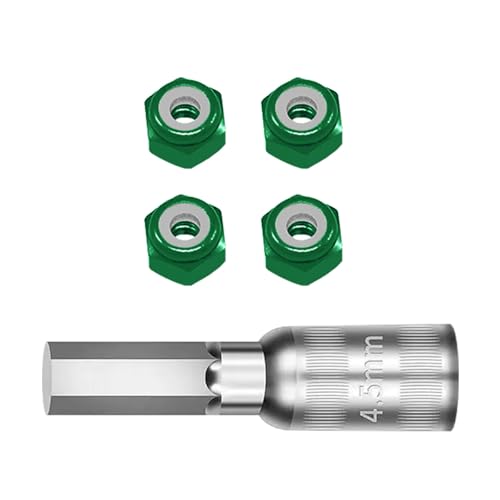 Set of 4 Aluminum Wheel Nut Including Installation Set Suitable for 1/30 Scale SCX30 Remote Control Vehicle Remote Control Car Wheel Nut - color: Green