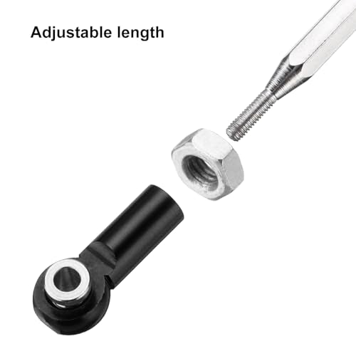 MECCANIXITY 2 Sets Adjustable Turnbuckles Camber Link Linkages Aluminum Alloy Upgrade Parts RC Car Steering Pull Rod Servo Linkages Tie Rod for MN 1:12 D90 RC Car Crawler,Black - color: Black