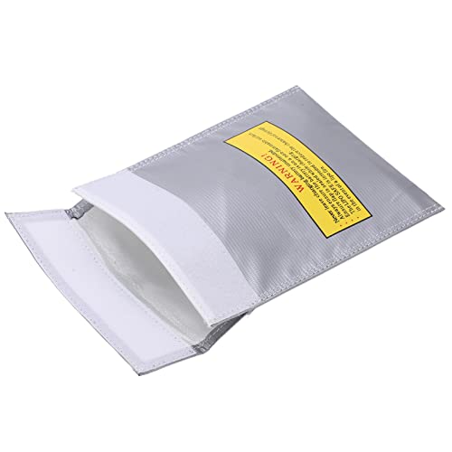 Fireproof Lipo Battery Bag, Flame Retardant Storage Pouch, Charging Container with Radiation Heat Resistant, Ideal for Various Aircraft Batteries, 18x23cm (Silver) - size: Silver