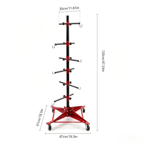 AutoBody Panel Paint Stand, Center Post Hang Paint Spray Stand with 4 Lockable Wheels & 6 Adjustable Hook Levers, Spray Tree Holder for Automotive Doors, Bumpers, Fenders, Hoods (18.5*18.5*47.24in) - size: 47x47x120cm