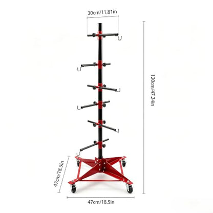AutoBody Panel Paint Stand, Center Post Hang Paint Spray Stand with 4 Lockable Wheels & 6 Adjustable Hook Levers, Spray Tree Holder for Automotive Doors, Bumpers, Fenders, Hoods (18.5*18.5*47.24in) - size: 47x47x120cm
