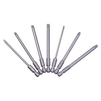 Rocaris 12 Pack 1/4 Inch Hex Shank Long Magnetic Screwdriver Bits Set | 4in Power Tools (Slotted+Cross Head) - size: 12Pcs(Slotted+Cross)