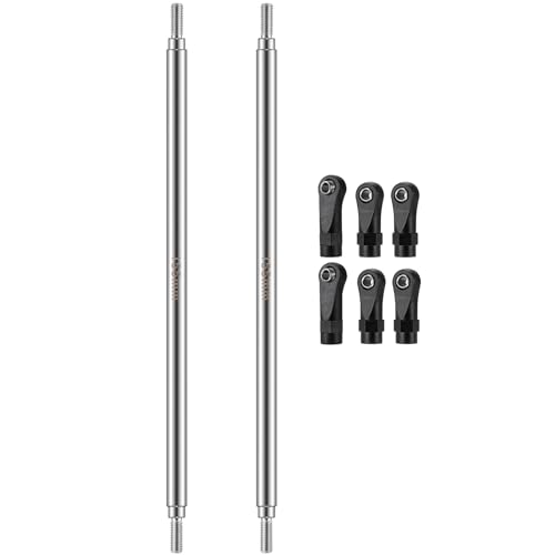 2Pcs Stainless Steel Link Rod Linkage Plastic Link Rod End，155mm | 55mm-155mm，Upgrade Parts，For Axial 1/10 SCX10 TRX4，RC Crawler Car - style: 155mm