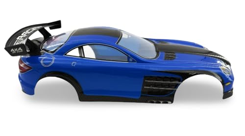 1/10 Scale RC Drift Racing Touring On Road Car Painted Body Shell, Spoiler Included, Pre-Cut, 258mm Wheelbase - Mercedes-Benz SLR McLaren Style (Blue) - color: Blue