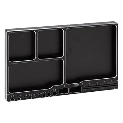 RC Magnetic Tray Aluminium Alloy RC Screw Tray RC Repair Tool with Pad Widely Used for RC Airplane Car (Black) - color: Black