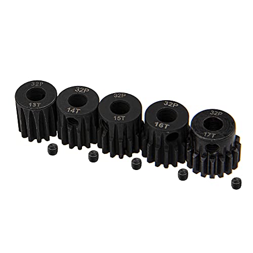 5Pack ShareGoo Steel 32P 5mm Pinion Gear Sets 13T 14T 15T 16T 17T fit 5mm Shaft Compatible with HPI Kyosho Losi Axial Traxxas Tamiya 1/8 1/10 RC Car Monster Truck Buggy