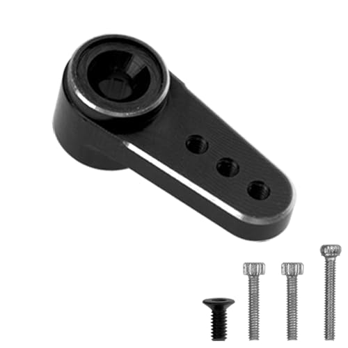 ShareGoo Aluminum Servo Mount Servo Horn w/Steering Link Set Upgrade Parts Compatible with Emax ES08MA II Servos Axial SCX24 1/24 RC Crawler (Black) - color: Black