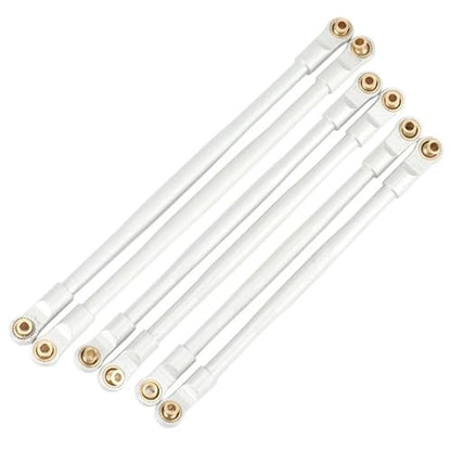 RC Tie Link Rods Compatible with AXIAL for RBX10 for Ryft 1/10 RC Crawler Upgrade Parts Accessories 6 Pcs Metal Link Rod Linkage Pull Rod Set(White) - color: White