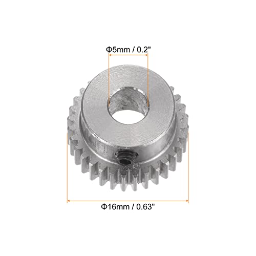 HARFINGTON Pinion Gear 5mm Bore 32T Mod 0.5 Stainless Steel Spur Diff Differential Motor Gear RC Car Replacement Parts - style: 32T