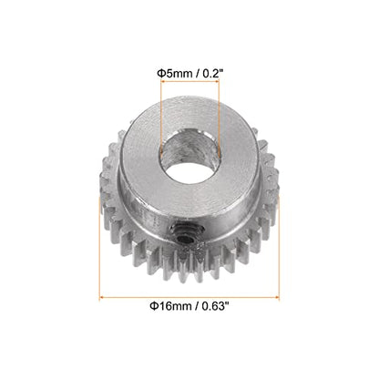 HARFINGTON Pinion Gear 5mm Bore 32T Mod 0.5 Stainless Steel Spur Diff Differential Motor Gear RC Car Replacement Parts - style: 32T