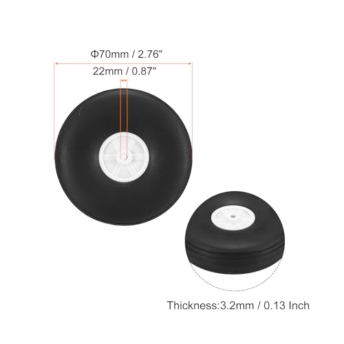 MECCANIXITY 10Pcs RC Airplane Wheels 2.8" OD Aircraft PU Rubber Tire Tail Airplanes Wheel Replacement for DIY Model Plane Helicopter Car - size: 2.8" OD