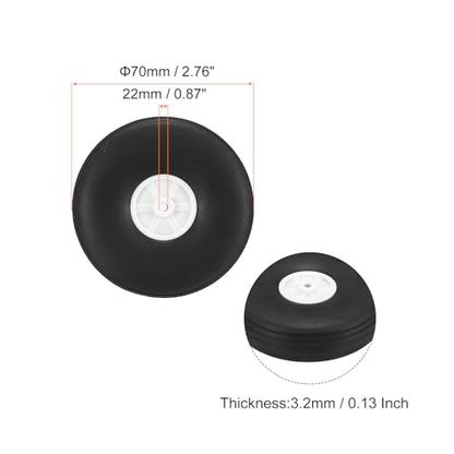 MECCANIXITY 10Pcs RC Airplane Wheels 2.8" OD Aircraft PU Rubber Tire Tail Airplanes Wheel Replacement for DIY Model Plane Helicopter Car - size: 2.8" OD