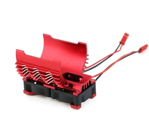 4068 4074 4082 4268 4274 Motor Heat Sink 30mm Dual Cooling Fan 40-42Mm Motor for 1/8 1/7 Arrma Typhon 6S Kraton 6S Felony Mojave Upgrades Parts(Red)