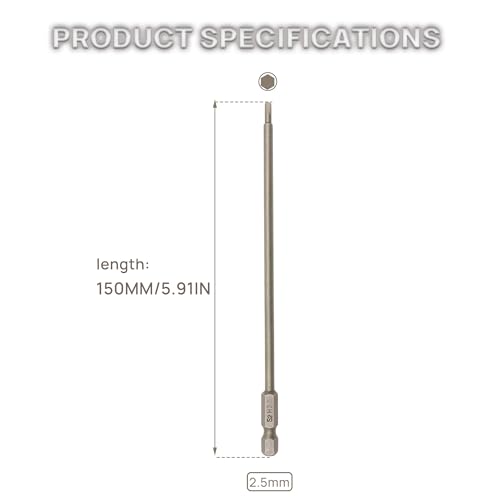 RC Hex Bit 6 Inch Power Bits 4mm for Screwgun/Power Drill(2.5MM X 3PCS) | High-speed Steel Precision Screwdriver Bits,Hex Head Allen Wrench Drill Bit Set,Magnetizable Tips,S2 alloy steel - size: 2.5MM X 3PCS