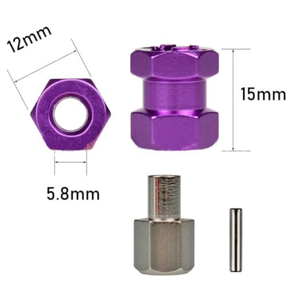 8 Packs Brass Wheels Hex Hub Extension Offset Hex Drive Adapter Compatible with 1/10 Crawler Car SCX10 Wraith Rc4wd Wraith D90 (Purple,15mm) - color: Purple, size: 15mm