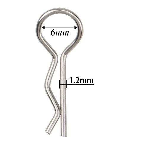 8Pack ShareGoo Metal Clip R Pin Rod with Steel Anti-Lost Rope RC Body Shell Clip Wire Compatible with 1/8 1/10 Traxxas HSP Arrma Axial Redcat Tamiya HPI RC Car Truck Crawler (Silver) - color: Silver