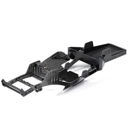 H4 1/10 Carbon LCG Chassis Kit with Injection Molded Rear Trunk Bucket, Sliders Delrin Skid Plate, Dual Servo Mount for SCX10 AR44 AR45 Capra F9 TRX4