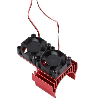 Aluminum RC Motor Heat Sink with Dual 30mm Cooling Fans 1: 10 Cars Compatible Having 540 550 Brushed 3650 3660 Brushless Motors Red(Red) - color: Red