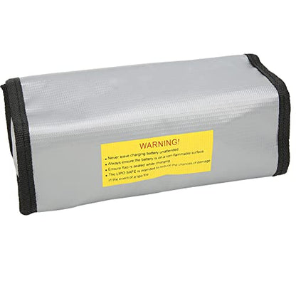 Fireproof Explosion Proof Lipo Battery Bag, Safety Storage Charging Pouch, High Tech Material Bag with Lithium Batteries, 190x75x80mm (Silver)