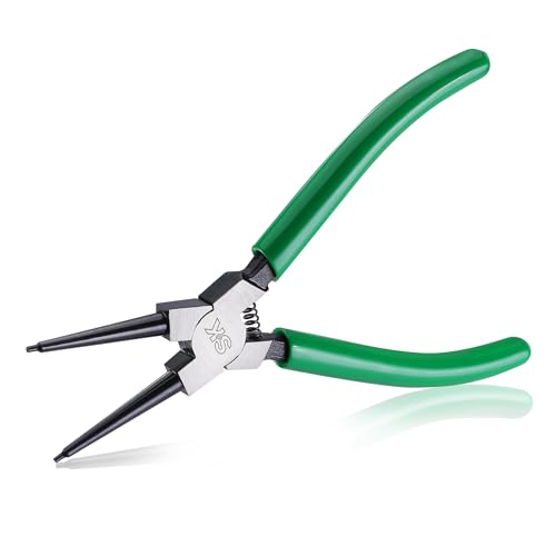 SK 7-Inch Snap Ring Pliers, Internal Circlip Pliers with Straight Jaw | Tip Diameter 0.07'', Premium CR-V Steel, Polished & Black Finished Tip, Spring-Loaded, Anti-Slip Grip - style: Internal Straight