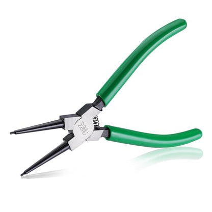 SK 7-Inch Snap Ring Pliers, Internal Circlip Pliers with Straight Jaw | Tip Diameter 0.07'', Premium CR-V Steel, Polished & Black Finished Tip, Spring-Loaded, Anti-Slip Grip - style: Internal Straight