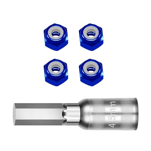 Set of 4 Aluminum Wheel Nut Including Installation Set Suitable for 1/30 Scale SCX30 Remote Control Vehicle Remote Control Car Wheel Nut - color: Blue