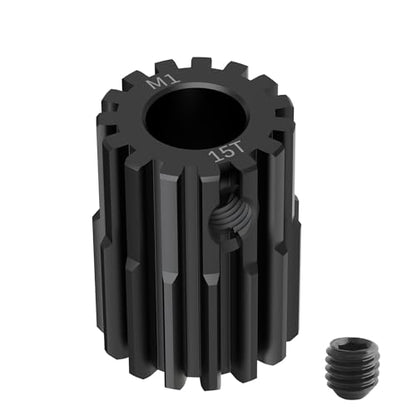 Pinion Motor Gear, M1 15T, 3/16 in (5mm) Shaft Hole | M1 Pitch 15 Teeth, 1045 Hardened Carbon Steel, 3/16 Inch Shaft Hole, RC Motor Pinion Upgrade, for 1/10 RC Brushless Crawler - size: M1 15T