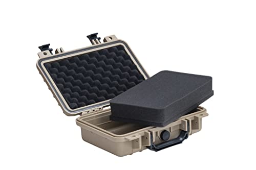 MEIJIA Portable All Weather Waterproof Protective Hard Case, Small Camera Case,Dry Case with Customizable Foam,Fit Use of Drones, Camera,Equipments, 11.65 ”x8.35”x3.78” - color: Desert Tan