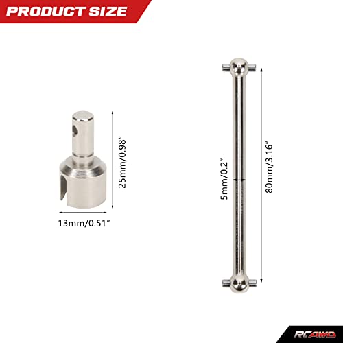 RCAWD Rear Driveshaft Set for 1/8 Losi LMT Upgrades, Dogbones & Diff Outdrive Drive Shafts for 4X4 Solid Axle Monster Truck #LOS04021, #LOS04022, Parts for #LOS242038, #LOS242049 Silver - color: Silver