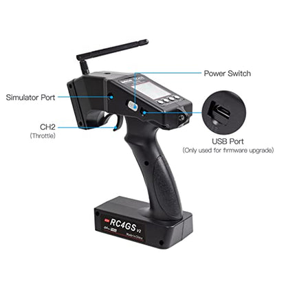 GoolRC RC4GS V2 RC Transmitter 4 Channels and Receiver R6FG with Gyro 400M Remote Controller for Car Boat Truck Transmitter for RC Boat