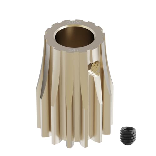 Pinion Motor Gear, M0.6 14T, 1/8 in (3.175mm) Shaft Hole | M0.6 Pitch 14 Teeth, 7075 Aluminum Alloy, 1/8 Inch Shaft Hole, RC Motor Pinion Upgrade, for 1/10 RC Brushless Crawler - size: M0.6 14T