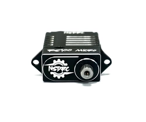 NSDRC RS100 High Torque Micro Servo for SCX24 Servo, TRX4M Servo - Premium Black CNC Aluminum, 5V - 8.4V - 1/24 & 1/18 Scale RC Cars Electronics, Water Resistant (RS100 - Micro SERVO)