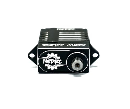 NSDRC RS100 High Torque Micro Servo for SCX24 Servo, TRX4M Servo - Premium Black CNC Aluminum, 5V - 8.4V - 1/24 & 1/18 Scale RC Cars Electronics, Water Resistant (RS100 - Micro SERVO)