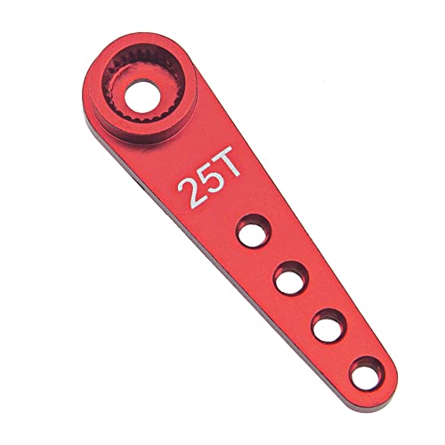 5Pcs ShareGoo 25T Servo Horn 37mm Metal 25 Teeth Extension Steering Arm Server Compatible with Futaba Savox Power HD HSP MG995 MG996 Servos for RC Car Truck (Red) - color: Red