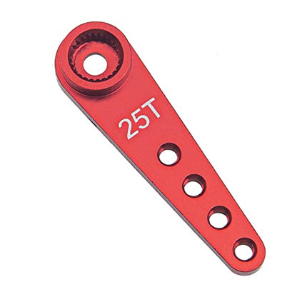 5Pcs ShareGoo 25T Servo Horn 37mm Metal 25 Teeth Extension Steering Arm Server Compatible with Futaba Savox Power HD HSP MG995 MG996 Servos for RC Car Truck (Red) - color: Red