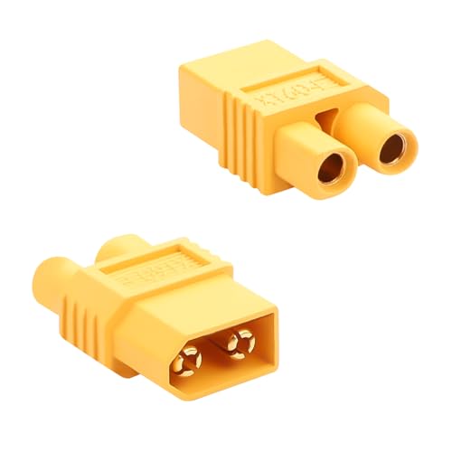 QIANRENON 30A XT60 to EC3 Model Airplane Battery Connector Gold Plated XT60 Male to EC3 Female High Current Adapter Compact XT60 Plug to EC3 Socket Converter, for Drone RC Model Car Boat, 2Pcs