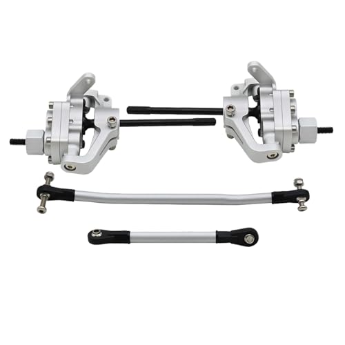 1/10 RC Crawler Aluminum Portal Front and Rear Axle Set for Axial SCX10 II 90046 90047 AR44 – CNC Alloy Axles with Steering Link Upgrade Parts for SCX10 Trucks (Silver Set) - color: Silver Set