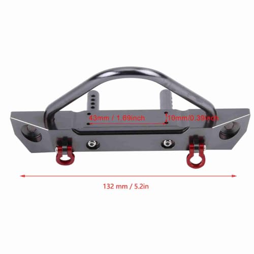 Axial SCX10 Front Bumper Upgrade Part, CNC Machined Aluminum Alloy RC Bumper with Winch Mount for 1/10 Scale and MST SCX10 II Crawler