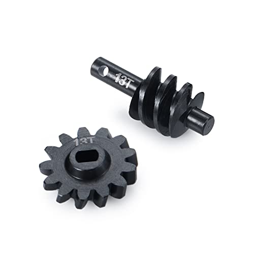 Axle Gear Overdrive Worm Differential 13T 14T/12T 18T/13T 16T Steel Gear for AX24 Axial SCX24 C10 JLU Gladiator Bronco 1/24 RC Crawler Car Upgrade Parts (13T 14T) - size: 13T 14T
