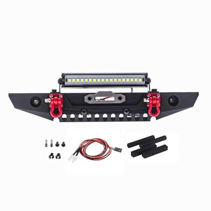 for Axial for Traxxas for Defender for Bronco for Trx4 for SCX10 90046 90047 1/10 Metal Front Bumper with Light RC Crawler Car Upgrade Parts RC Parts