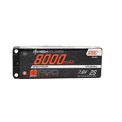 Spektrum 7.6V 8000mAh 2S 120C Smart Pro Race Hardcase LiHV Battery: Tubes, 5mm, SPMX82S120HT