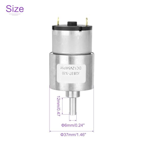 DMiotech Micro DC 12V 5RPM Geared Motor with Bracket Gear Reduction Motors 37mm Diameter Gearbox Micro Speed Reduction for RC Car, Robot Model, DIY Toys - style: 5RPM