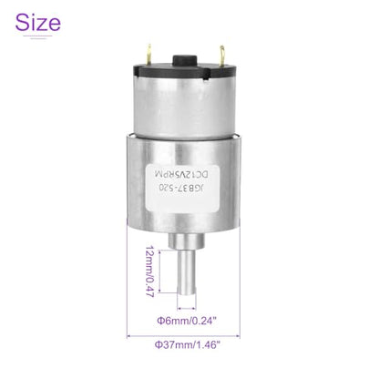 DMiotech Micro DC 12V 5RPM Geared Motor with Bracket Gear Reduction Motors 37mm Diameter Gearbox Micro Speed Reduction for RC Car, Robot Model, DIY Toys - style: 5RPM