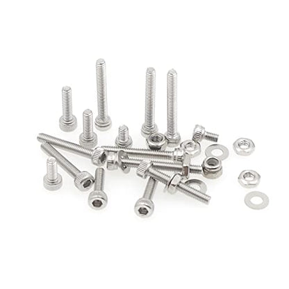 Metric M2.5 Stainless Steel Socket Head Cap Screws Hex Nuts/Nylon-lnsert locknuts/Flat Washers Assortment Kit - size: M2.5