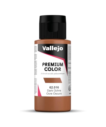 Vallejo - Premium Color RC Dark Ochre 2.02 Fl.Oz. (60 ml) for Airbrushing, Acrylic-Polyurethane Hybrid Resin of Great Resistance Paint for Model and Hobby Use - style: Dark Ochre