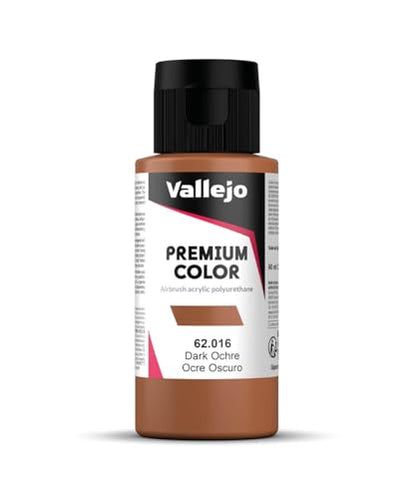 Vallejo - Premium Color RC Dark Ochre 2.02 Fl.Oz. (60 ml) for Airbrushing, Acrylic-Polyurethane Hybrid Resin of Great Resistance Paint for Model and Hobby Use - style: Dark Ochre