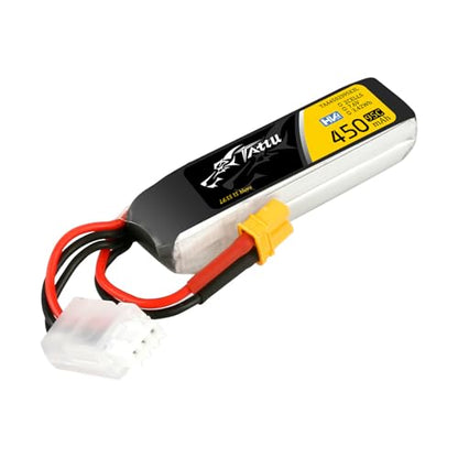TATTU 450mAh 2S1P 95C 7.6V High Voltage Lipo Battery Pack with XT30 Plug - Long Pack(1Pcs)