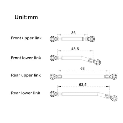 MEUS RACING TRX4M Links Aluminum High Clearance Links Set for Traxxas 1/18 TRX4M K10 High Trail F150 RC Crawler (Black,K10 High Trail F150)