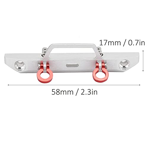 1/24 RC Car Front Bumper, Aluminum Alloy Metal Bumper Upgrade Parts Accessories with 2 Screw for SCX24 90081 RC Crawler Car (Silver) - color: Silver