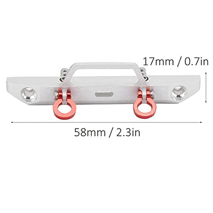 1/24 RC Car Front Bumper, Aluminum Alloy Metal Bumper Upgrade Parts Accessories with 2 Screw for SCX24 90081 RC Crawler Car (Silver) - color: Silver